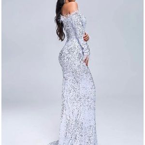 Long white sequin dress NWOT / Prom